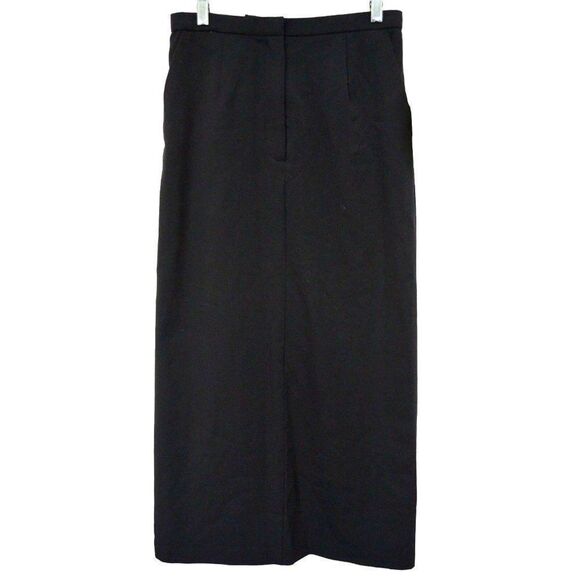 Dialogue Black Mid Calf Stretch Pencil Skirt Front Closure Side Pockets Sz 8 NEW - Picture 1 of 4